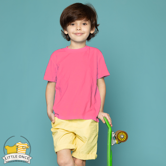 Hot Pink Kids Half Sleeves T-Shirt For Boys - FlyingCart.pk
