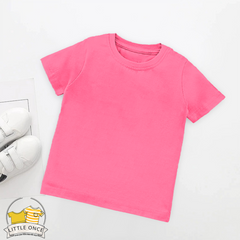 Hot Pink Kids Half Sleeves T-Shirt For Boys