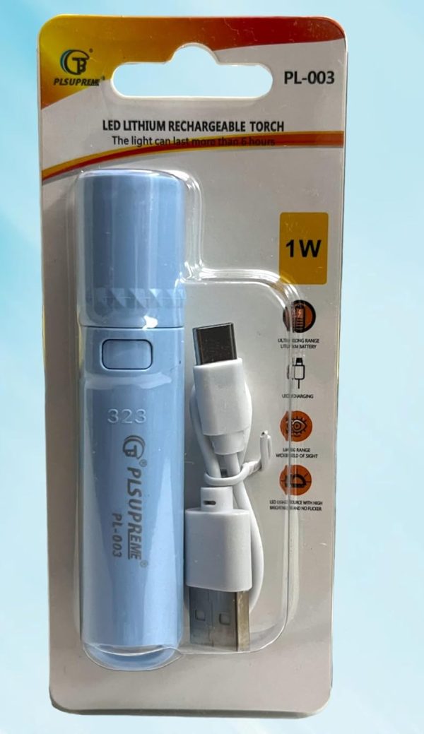 pl-003-long-range-led-rechargeable-torch-light-1000-lumens-3-modes-500m-beam-distance-1400mah-battery-with-usb-cable-durable-outdoor-flashlight-1-flyingcart.pk