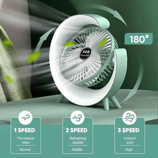 Portable Mini G Light Rechargeable Desk Fan with LED Colorful Light - Flyingcart.pk