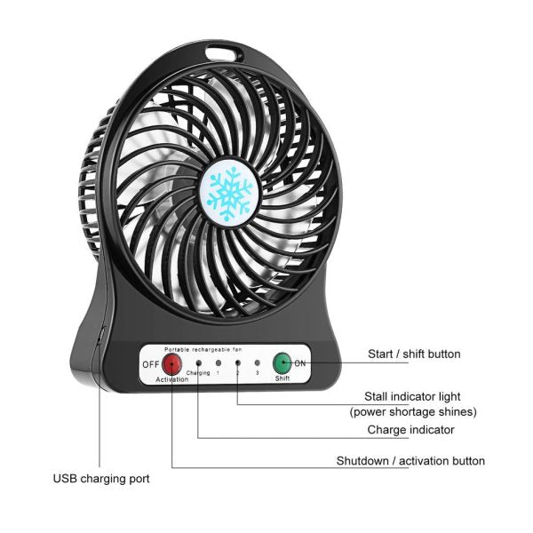 Portable Mini USB Fan Rechargeable Battery - Flyingcart.pk