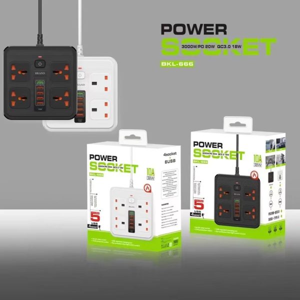 Universal Power Extension Strip with 6 Ports - Flyingcart.pk