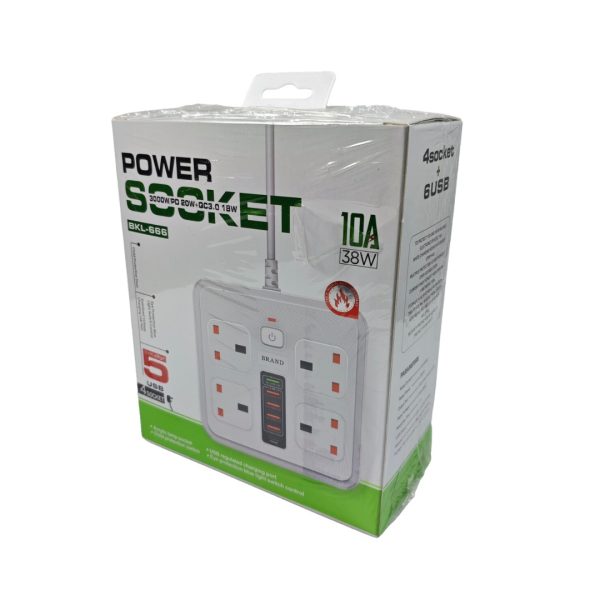 Universal Power Extension Strip with 6 Ports - Flyingcart.pk