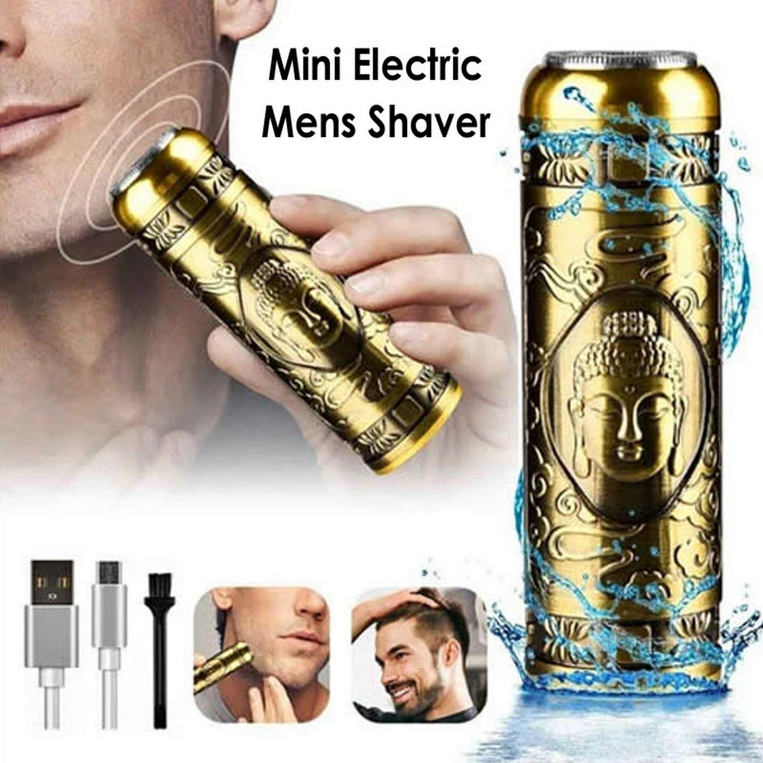 T8 Mini Electric Shaver Men Vintage Buddha Head Shaving Machine - FlyingCart.pk