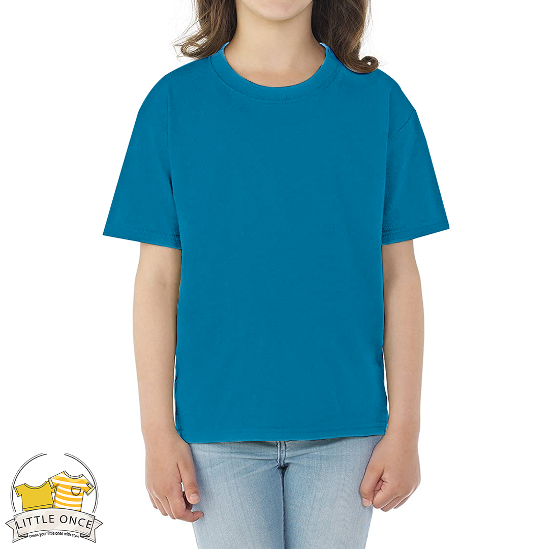 Royal Blue Kids Half Sleeves T-Shirt For Girls