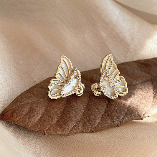 Shell Shape Butterfly Stud Earrings - FlyingCart.pk