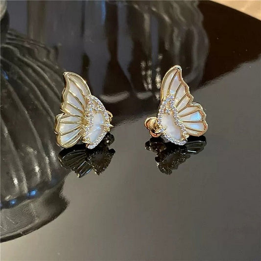 Shell Shape Butterfly Stud Earrings - FlyingCart.pk