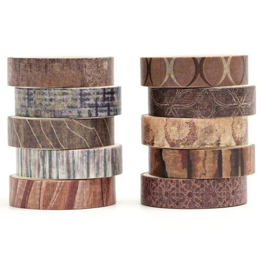 songdao-10-rolls-fantasy-washi-tape-set-texture-arts-adhesive-tapes-basic-patterns-decorative-masking-tape-sets-for-craft-kids-scrapbook-diy-gift-wrapping-style-four-1-flyingcart.pk