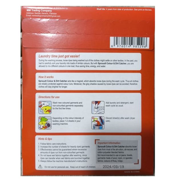 Sprouutt Color Grabber – 8 Sheets Stain Remover - Flyingcart.pk