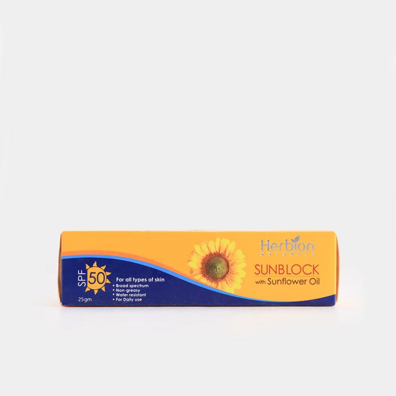 Herbion Naturals Sun Block with Sun Flower Oil 25gm - FlyingCart.pk