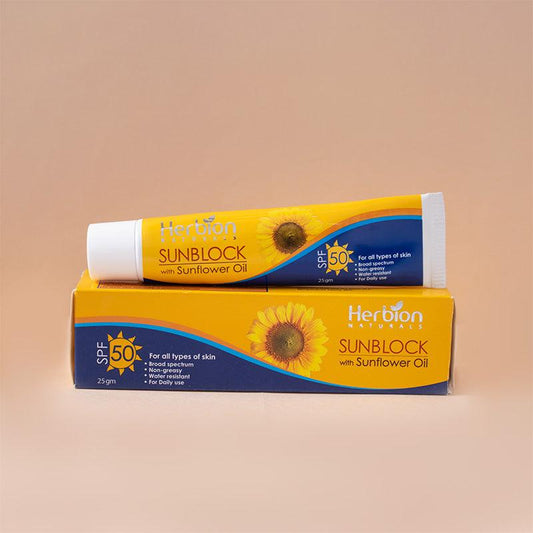 Herbion Naturals Sun Block with Sun Flower Oil 25gm - FlyingCart.pk