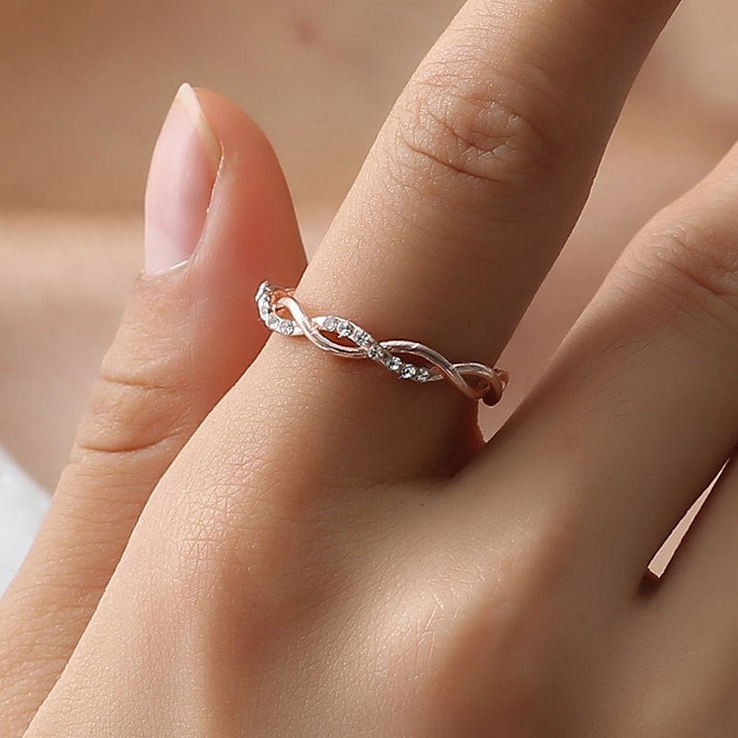 Engagement Ring Twist Rose Gold Color Ring - FlyingCart.pk