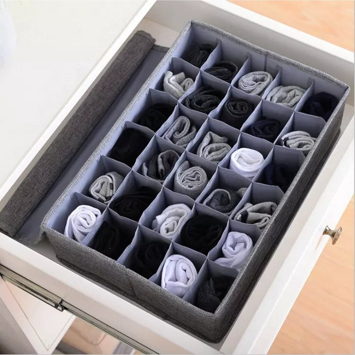 30 Grids Underwear Socks Storage Organizer With Foldable Closet Drawer Divider - FlyingCart.pk