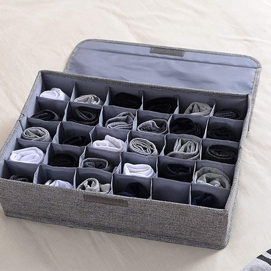 30 Grids Underwear Socks Storage Organizer With Foldable Closet Drawer Divider - FlyingCart.pk