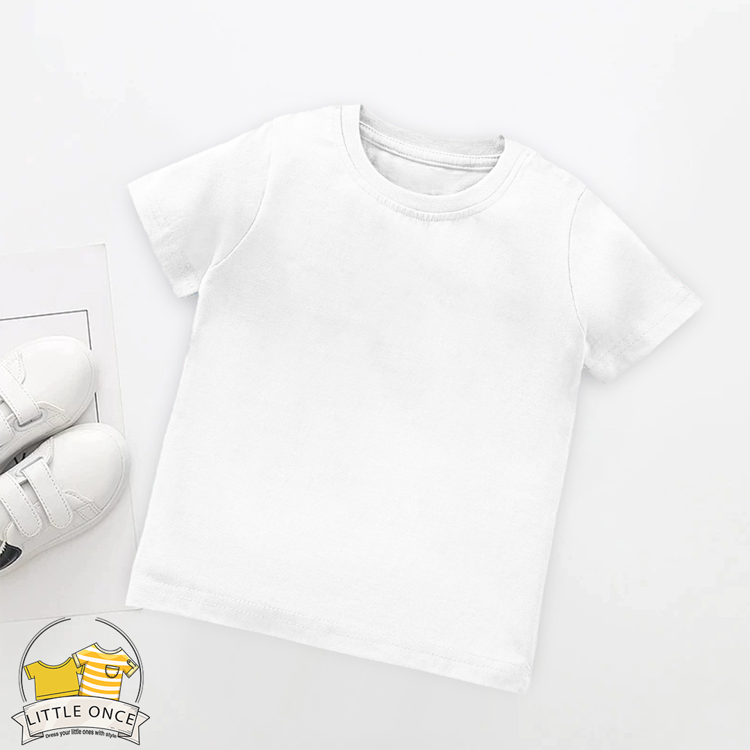 White Kids Half Sleeves T-Shirt For Boys - FlyingCart.pk