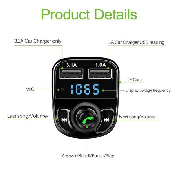 X8 – Multifunctional Car MP3 Player | Car Wireless FM Transmitter - Flyingcart.pk