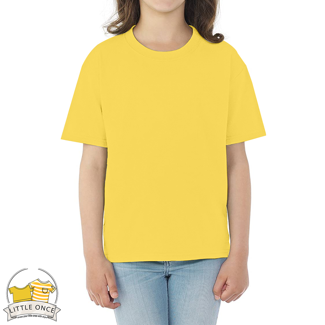 Yellow Kids Half Sleeves T-Shirt For Girls - FlyingCart.pk