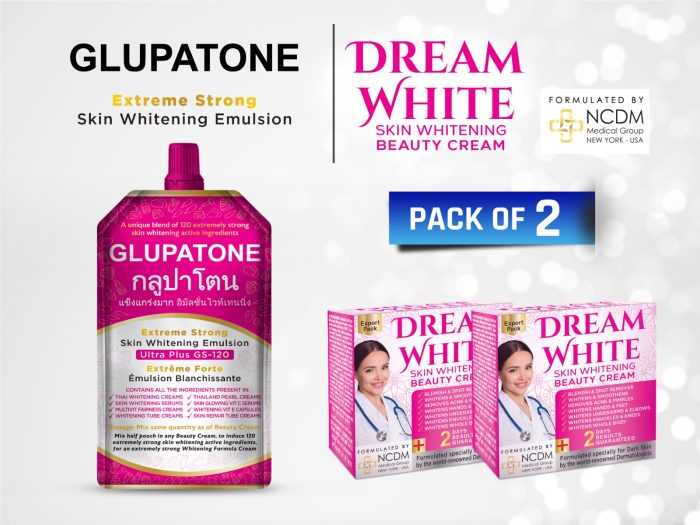 GLUPATONE Extreme Strong Emulsion 50ml with Dream white cream pack of 2