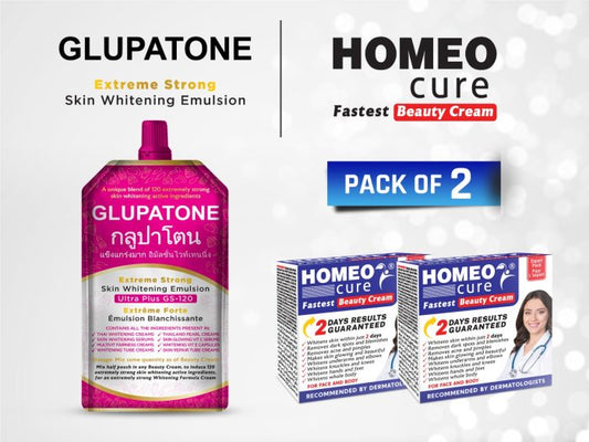GLUPATONE Extreme Strong Whitening Emulsion 50ml With homeo cure cream Pack Of 2 - FlyingCart.pk