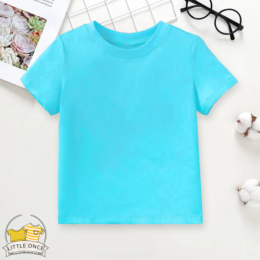 Ice Blue Kids Half Sleeves T-Shirt For Girls