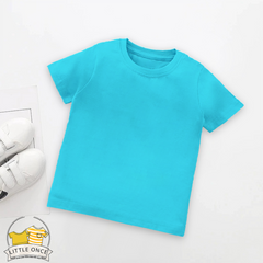 Ice Blue Kids Half Sleeves T-Shirt For Girls