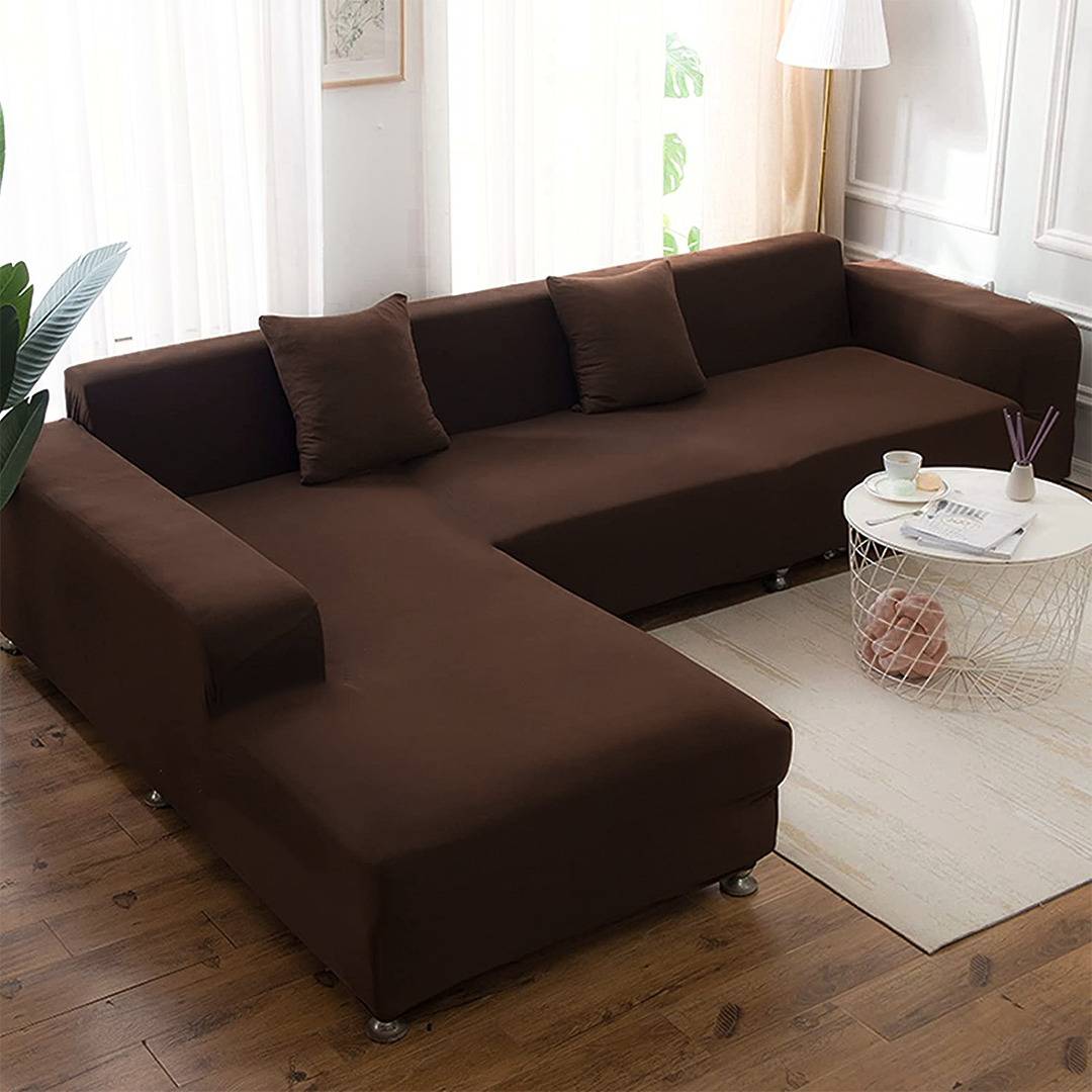Brown L Shape Sofa Cover