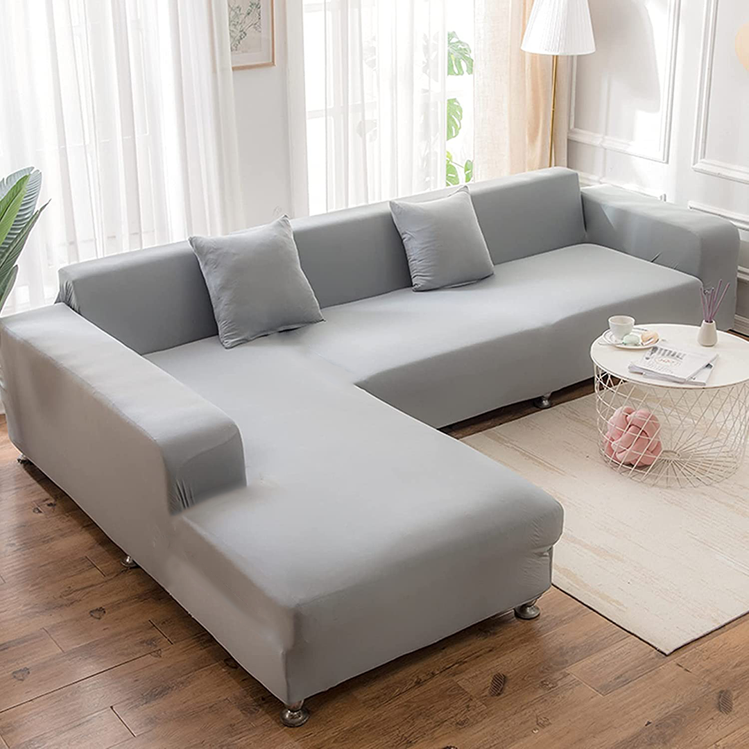 Silver Grey L Shape Sofa Cover