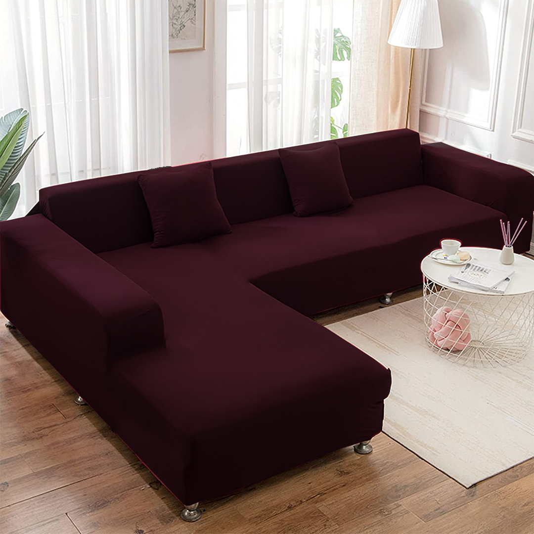 Royal Purple L Shape Sofa Cover - FlyingCart.pk