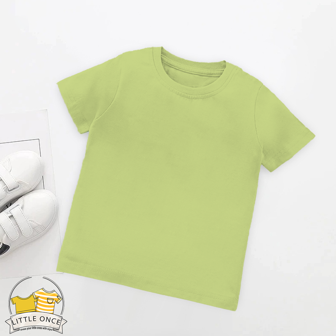 Pastel Green Kids Half Sleeves T-Shirt For Girls