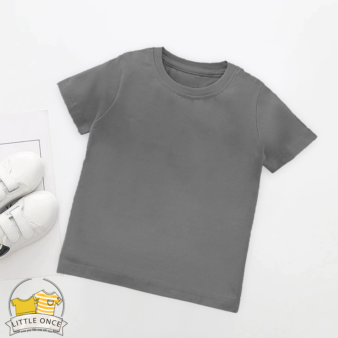 Silver Grey Kids Half Sleeves T-Shirt For Girls