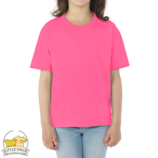 Hot Pink Kids Half Sleeves T-Shirt For Girls - FlyingCart.pk