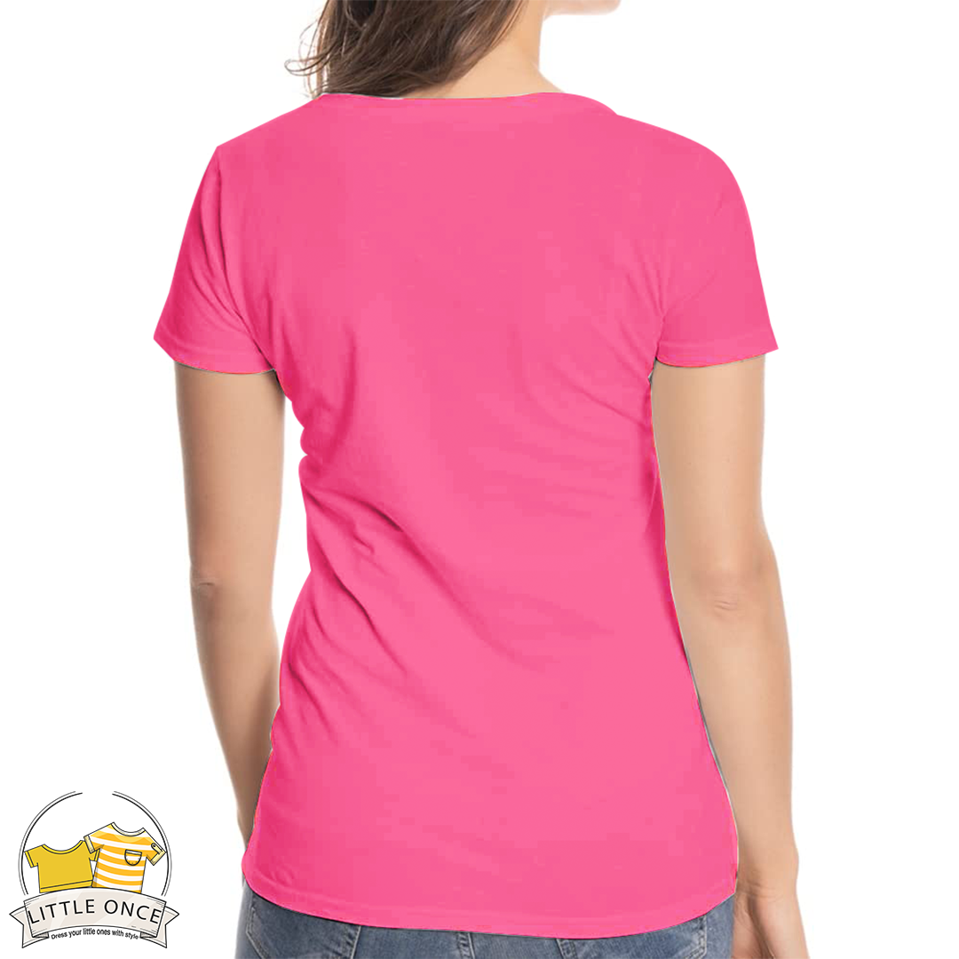 Hot Pink Kids Half Sleeves T-Shirt For Girls