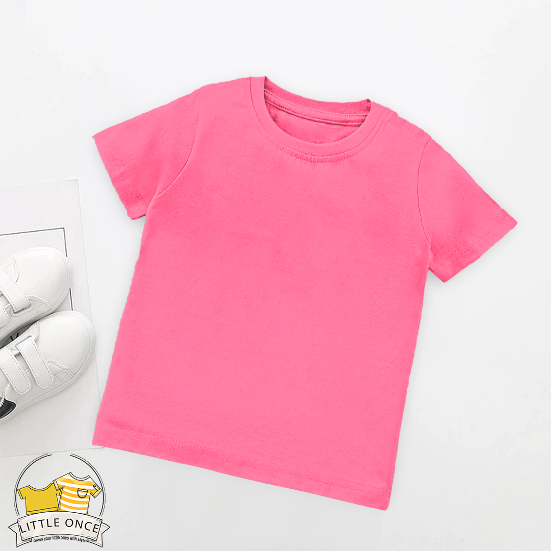 Hot Pink Kids Half Sleeves T-Shirt For Girls - FlyingCart.pk